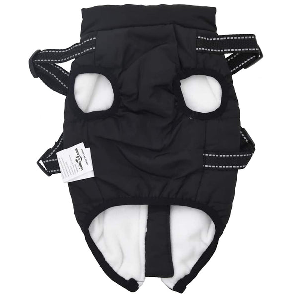 Wasserdichter Hundemantel mit Geschirr Schwarz L36