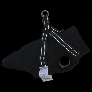 Wasserdichter Hundemantel mit Geschirr Schwarz L36