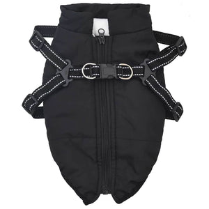 Wasserdichter Hundemantel mit Geschirr Reflektierend Schwarz L40