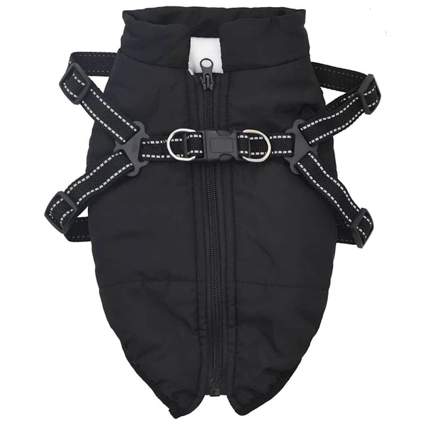 Wasserdichter Hundemantel mit Geschirr Reflektierend Schwarz L40
