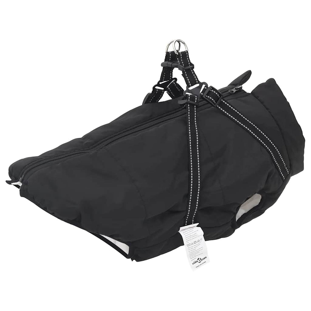 Wasserdichter Hundemantel mit Geschirr Schwarz L44