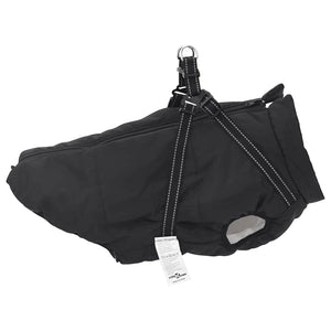 Wasserdichter Hundemantel mit Geschirr Schwarz L44