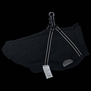 Wasserdichter Hundemantel mit Geschirr Schwarz L44