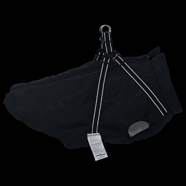 Wasserdichter Hundemantel mit Geschirr Schwarz L44