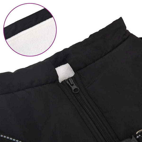 Wasserdichter Hundemantel mit Geschirr Schwarz L44