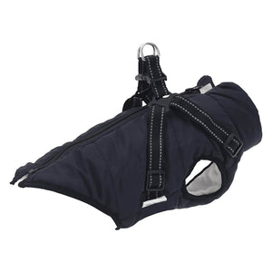 Hundemantel mit Geschirr Wasserdicht Marineblau L24