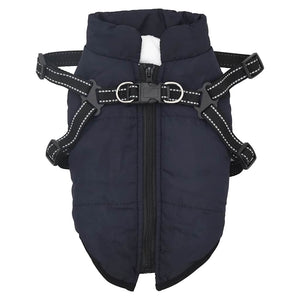 Hundemantel mit Geschirr Wasserdicht Marineblau L24