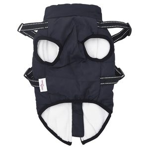 Hundemantel mit Geschirr Wasserdicht Marineblau L24