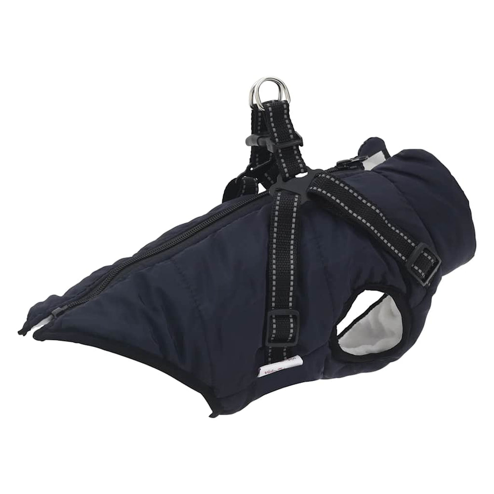 Wasserdichter Hundemantel mit Geschirr Marineblau L28