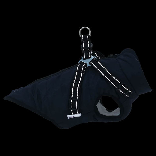 Hundemantel mit Geschirr Wasserdicht Marineblau L36