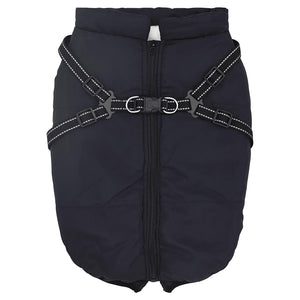 Hundemantel mit Geschirr Wasserdicht Marineblau L48