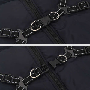 Hundemantel mit Geschirr Wasserdicht Marineblau L48