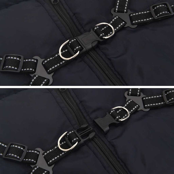 Hundemantel mit Geschirr Wasserdicht Marineblau L48