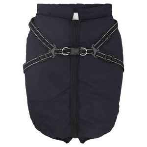 Wasserdichter Hundemantel mit Geschirr Marineblau L52