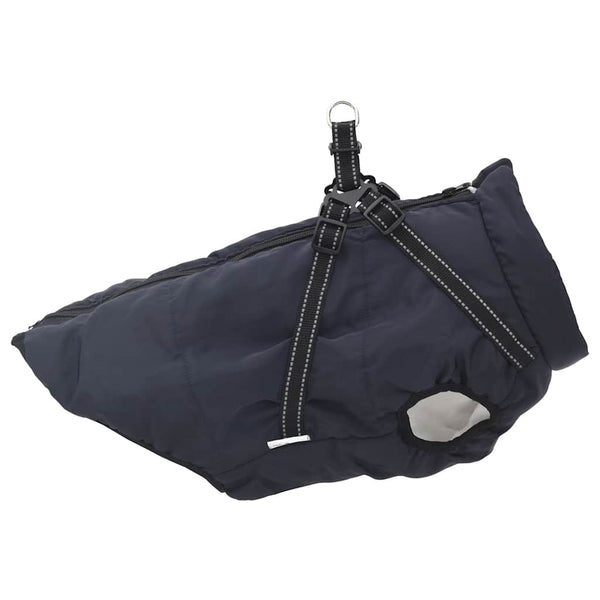 Wasserdichter Hundemantel mit Geschirr Marineblau L52