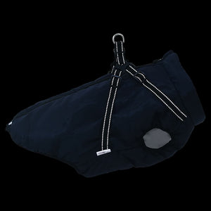 Wasserdichter Hundemantel mit Geschirr Marineblau L52