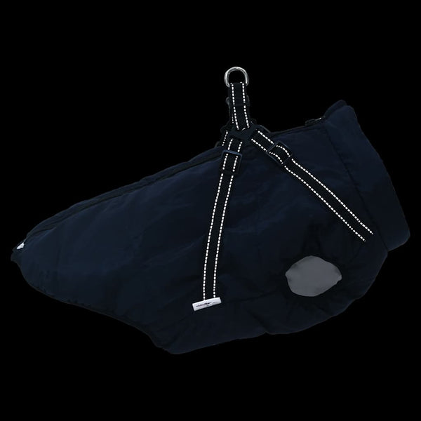 Wasserdichter Hundemantel mit Geschirr Marineblau L52