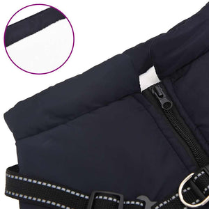 Wasserdichter Hundemantel mit Geschirr Marineblau L52