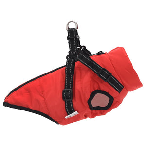 Hundemantel mit Geschirr Wasserdicht Rot L24