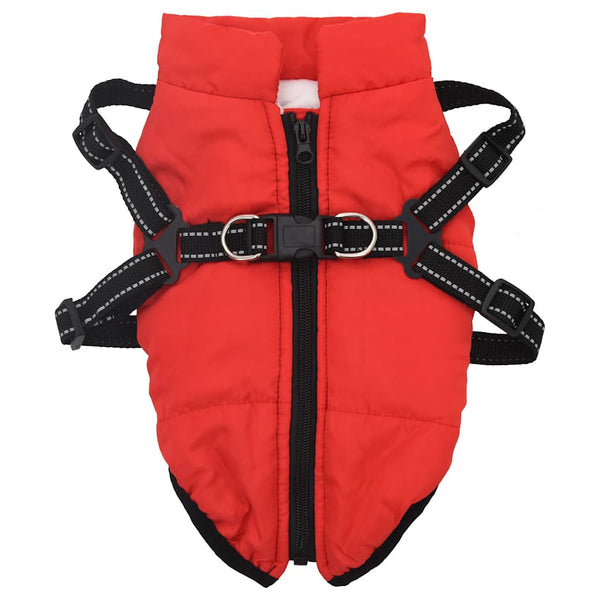 Wasserdichter Hundemantel mit Geschirr Rot L32