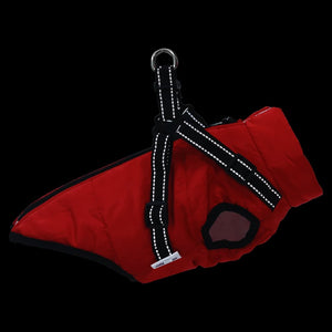 Wasserdichter Hundemantel mit Geschirr Rot L32