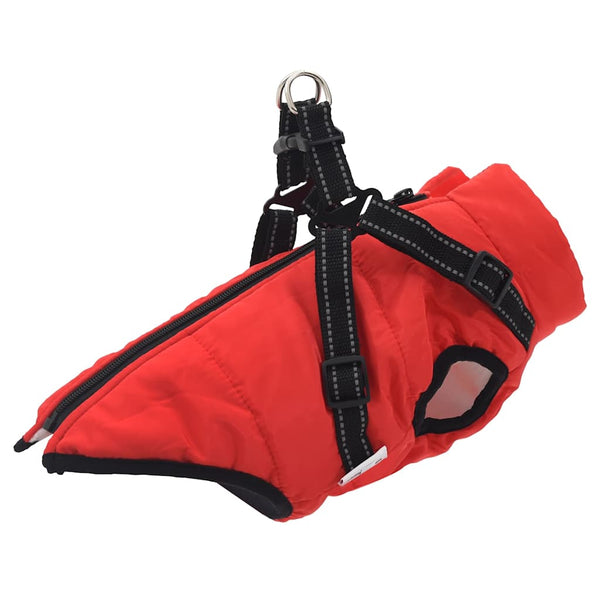 Wasserdichter Hundemantel mit Geschirr Rot L36