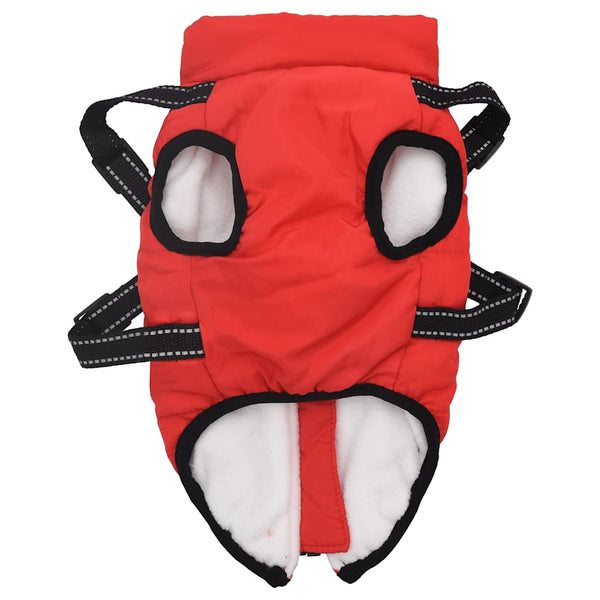 Wasserdichter Hundemantel mit Geschirr Rot L36