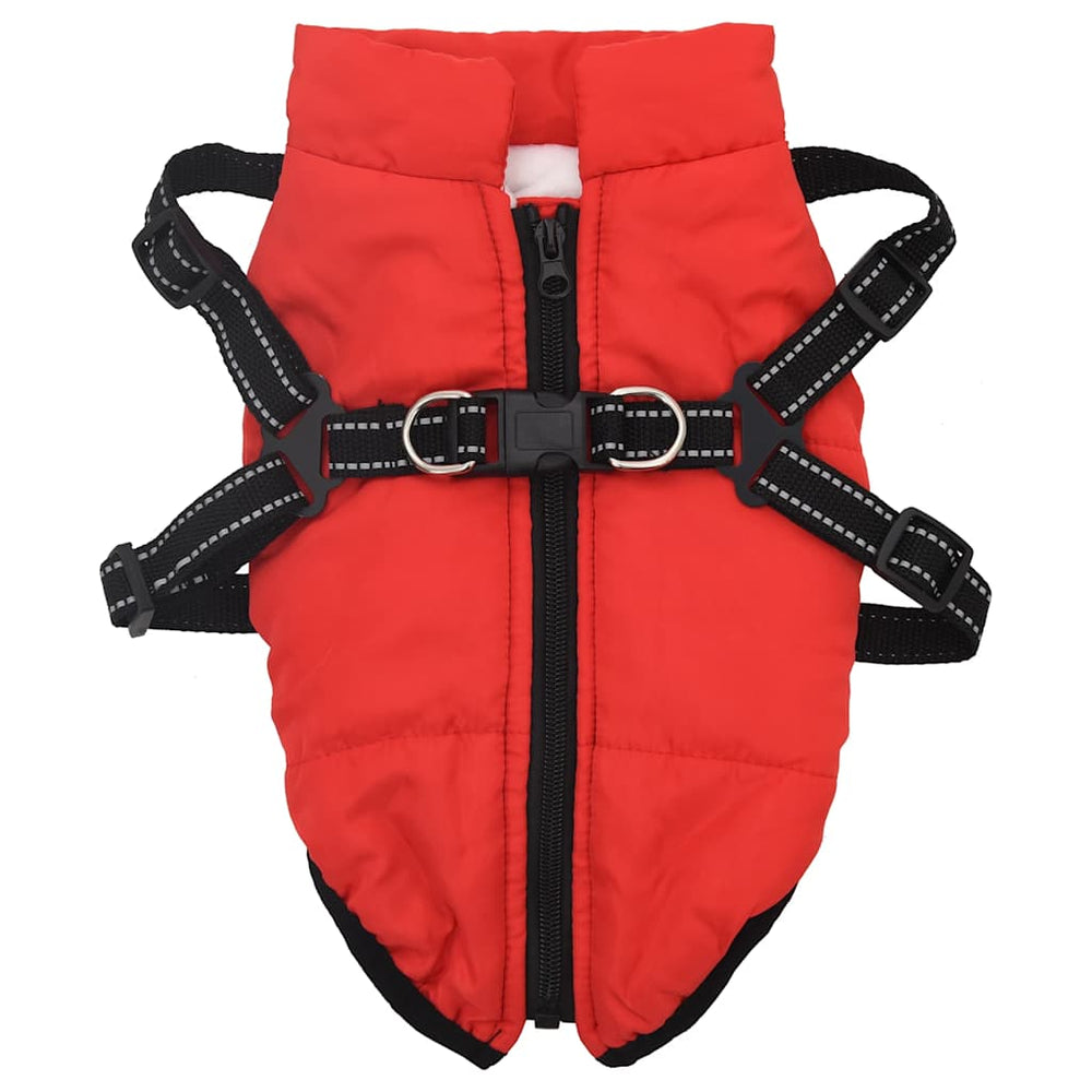 Wasserdichter Hundemantel mit Geschirr Rot L40
