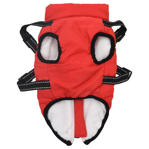 Wasserdichter Hundemantel mit Geschirr Rot L40