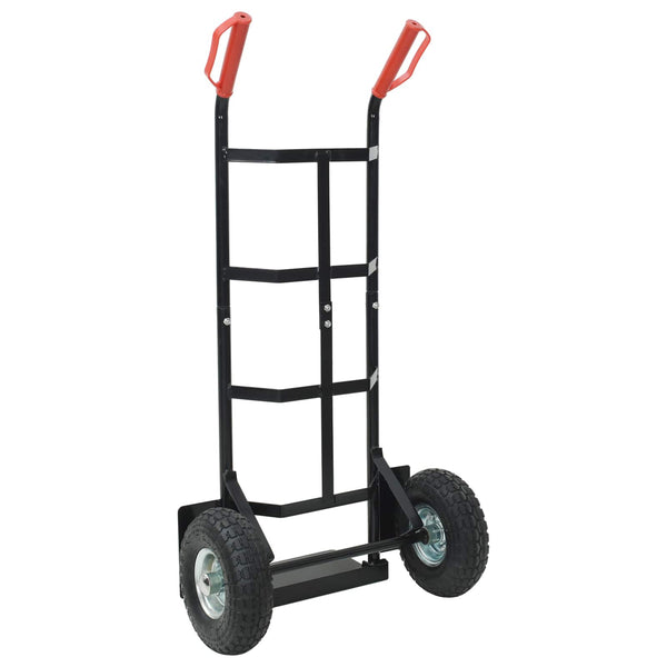 vidaXL Chariot à main extensible Noir et rouge 57 x 46 x 113 cm Acier