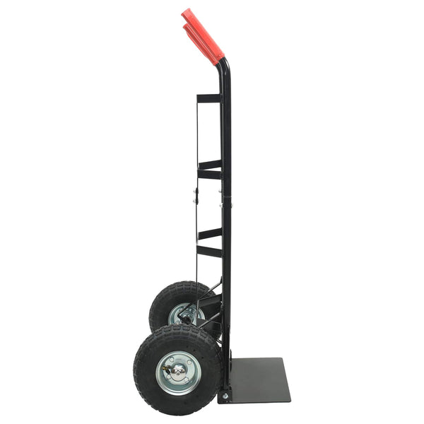 vidaXL Chariot à main extensible Noir et rouge 57 x 46 x 113 cm Acier
