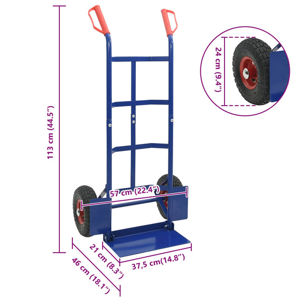Erweiterbarer Handwagen Stahl Blau/Rot