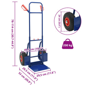 Erweiterbarer Handwagen Stahl Blau/Rot