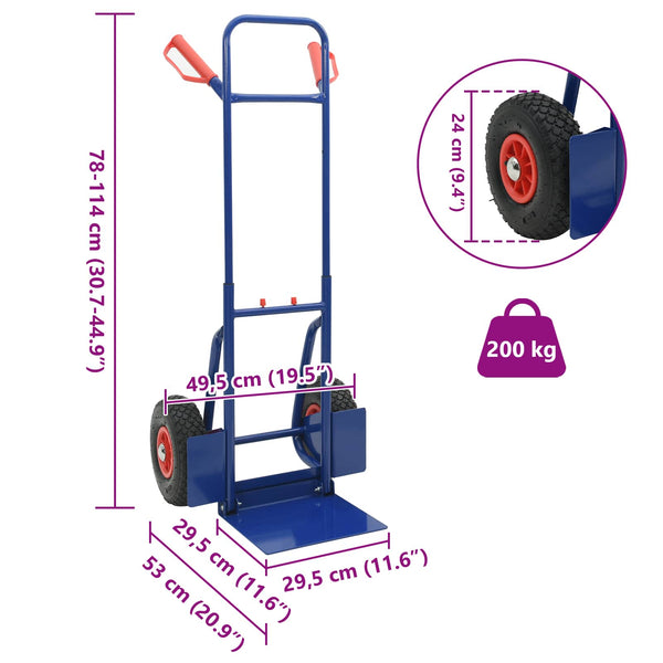 Erweiterbarer Handwagen Stahl Blau/Rot