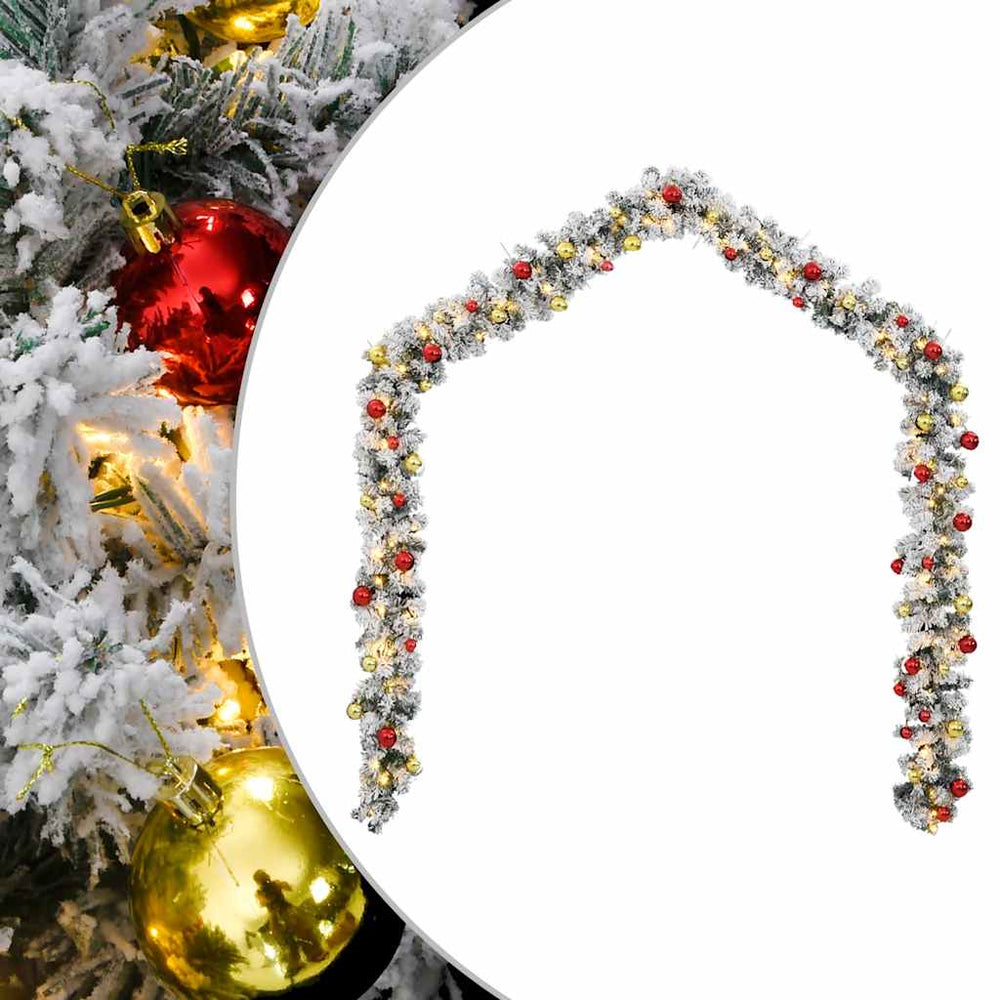Weihnachtsgirlande mit LED-Leuchten & Kugeln - 10 m