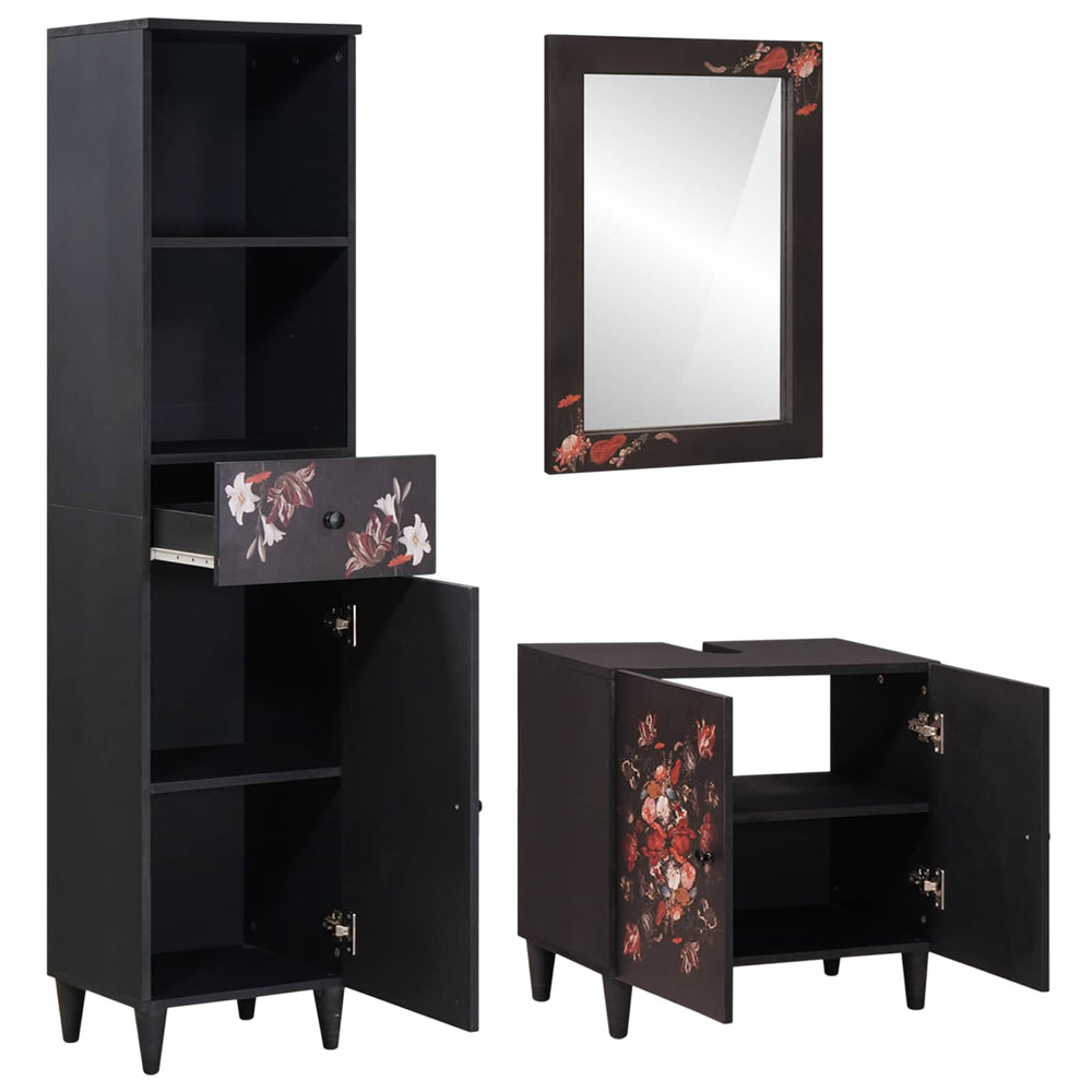 Massivholz Mango Badezimmerschrank Set 3-teilig