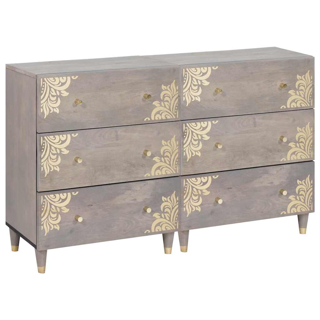 Sideboard Grau Massivholz Mango 60x33x75cm 2er Set