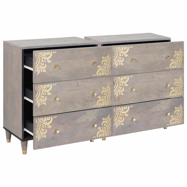 Sideboard Grau Massivholz Mango 60x33x75cm 2er Set