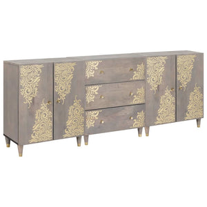 Badezimmerschrank Set Grau/Gold 3-teilig