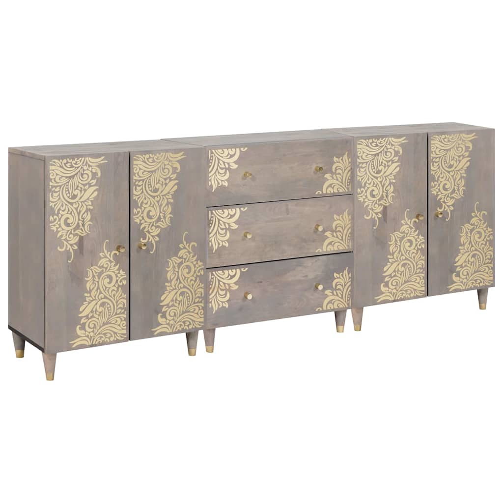 Badezimmerschrank Set Grau/Gold 3-teilig