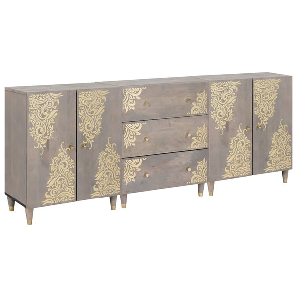 Badezimmerschrank Set Grau/Gold 3-teilig