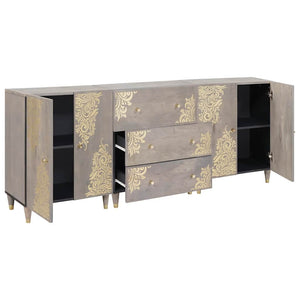 Badezimmerschrank Set Grau/Gold 3-teilig
