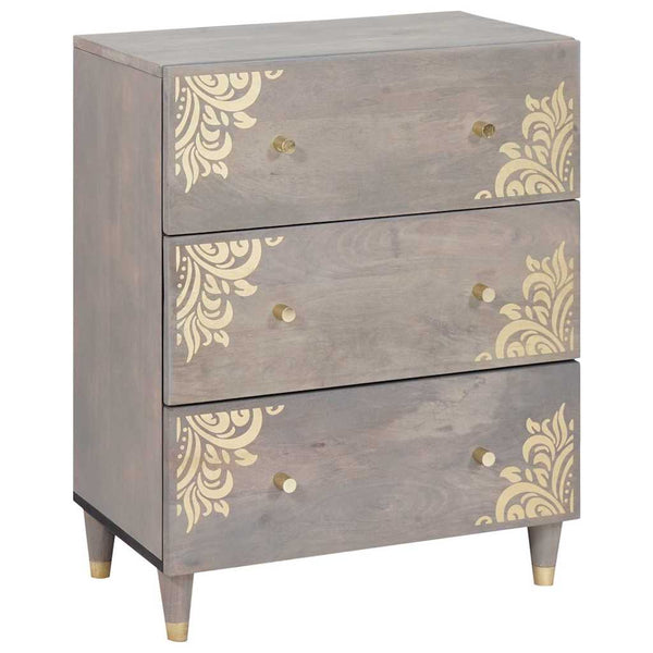 Badezimmerschrank Set Grau/Gold 3-teilig