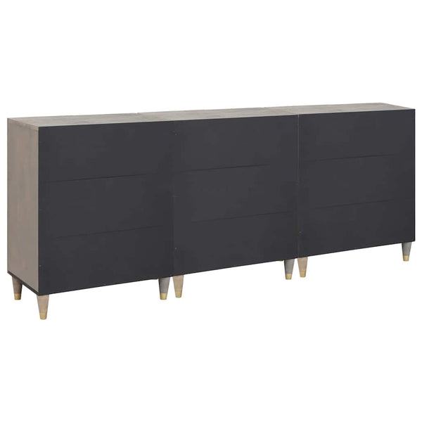 Badezimmerschrank Set Grau/Gold 3-teilig