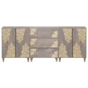 Badezimmerschrank Set Grau/Gold 3-teilig