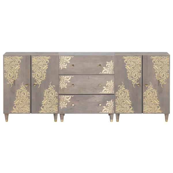 Badezimmerschrank Set Grau/Gold 3-teilig