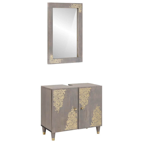 Wandmontiertes Badezimmerschrank-Set aus Mango-Holz