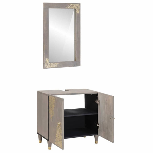 Wandmontiertes Badezimmerschrank-Set aus Mango-Holz