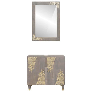 Wandmontiertes Badezimmerschrank-Set aus Mango-Holz