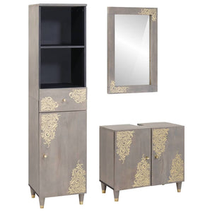 Wandmontiertes Badezimmerschrank-Set Grau Mango